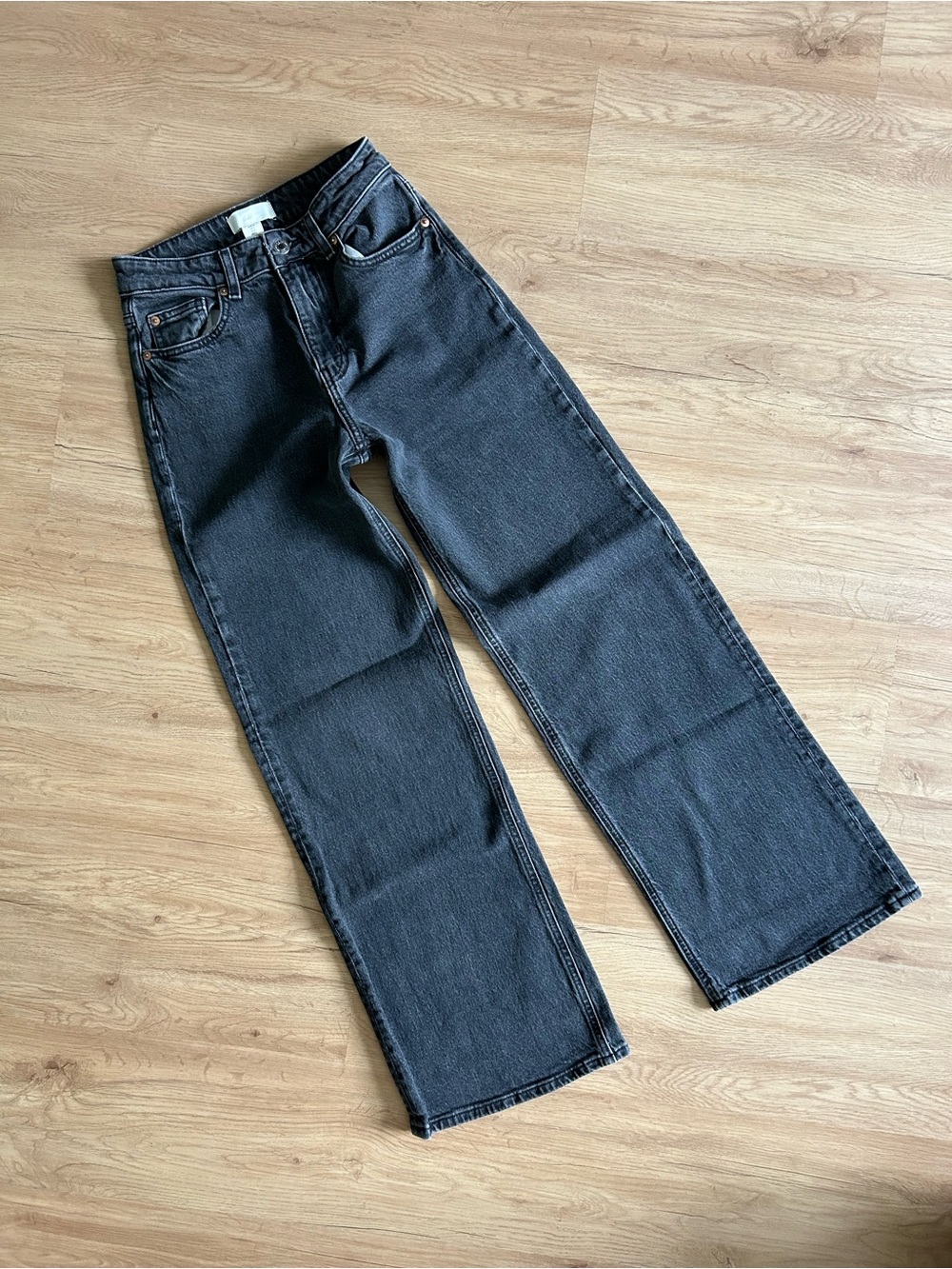 h&m black denim wide leg jeans